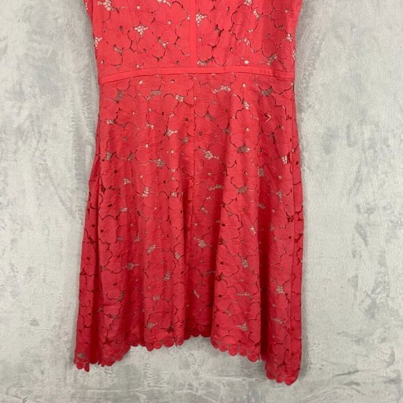 Adrianna Papell Midi Floral Lace Dress Sz‎ 12 Pink Sleeveless Sundress Sharkbite - Picture 14 of 15